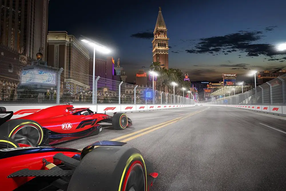 New Las Vegas F1 Grand Prix rendering shows West Harmon Zone grandstands
