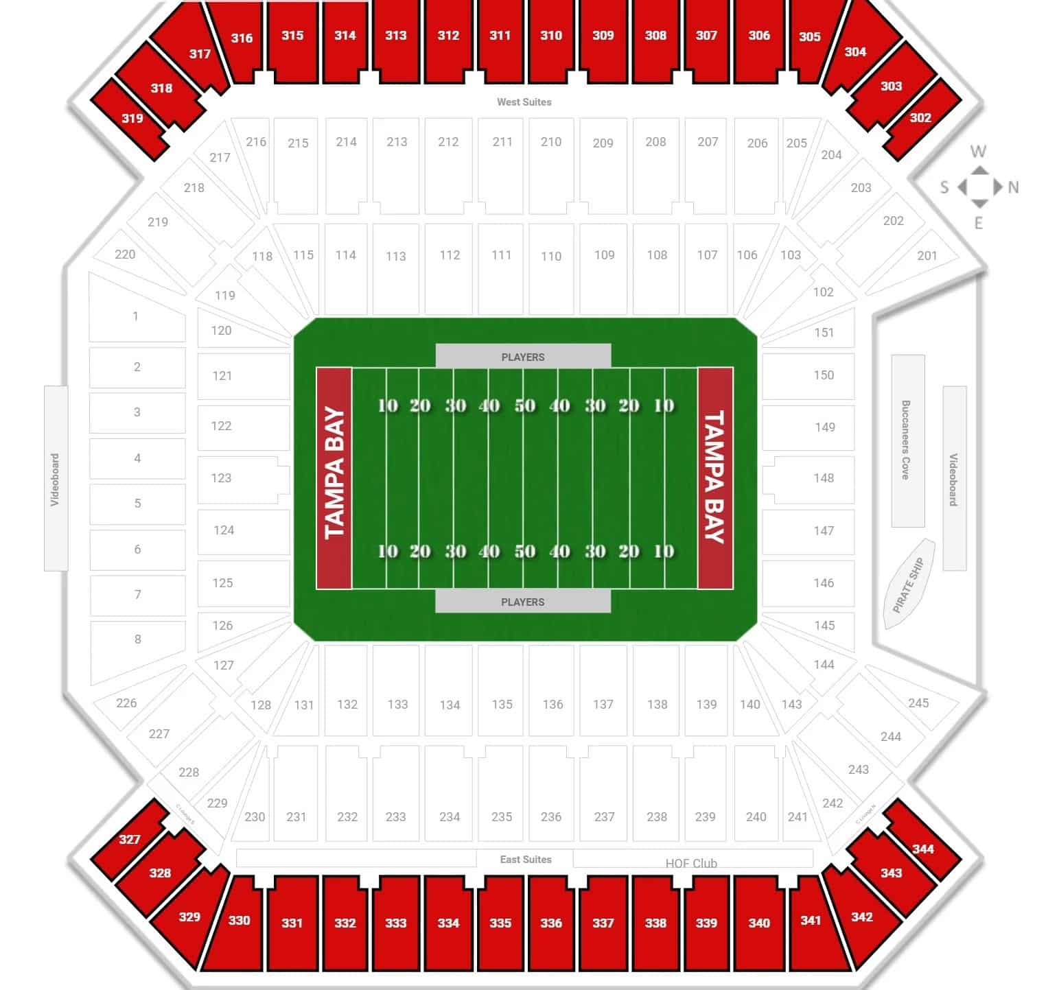 Level 300 Seating Chart at Raymond James Stadium